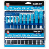BlueSpot Long Star Torx Allen key Wrench Set T9 - T50 10 Pc T Handle Keys